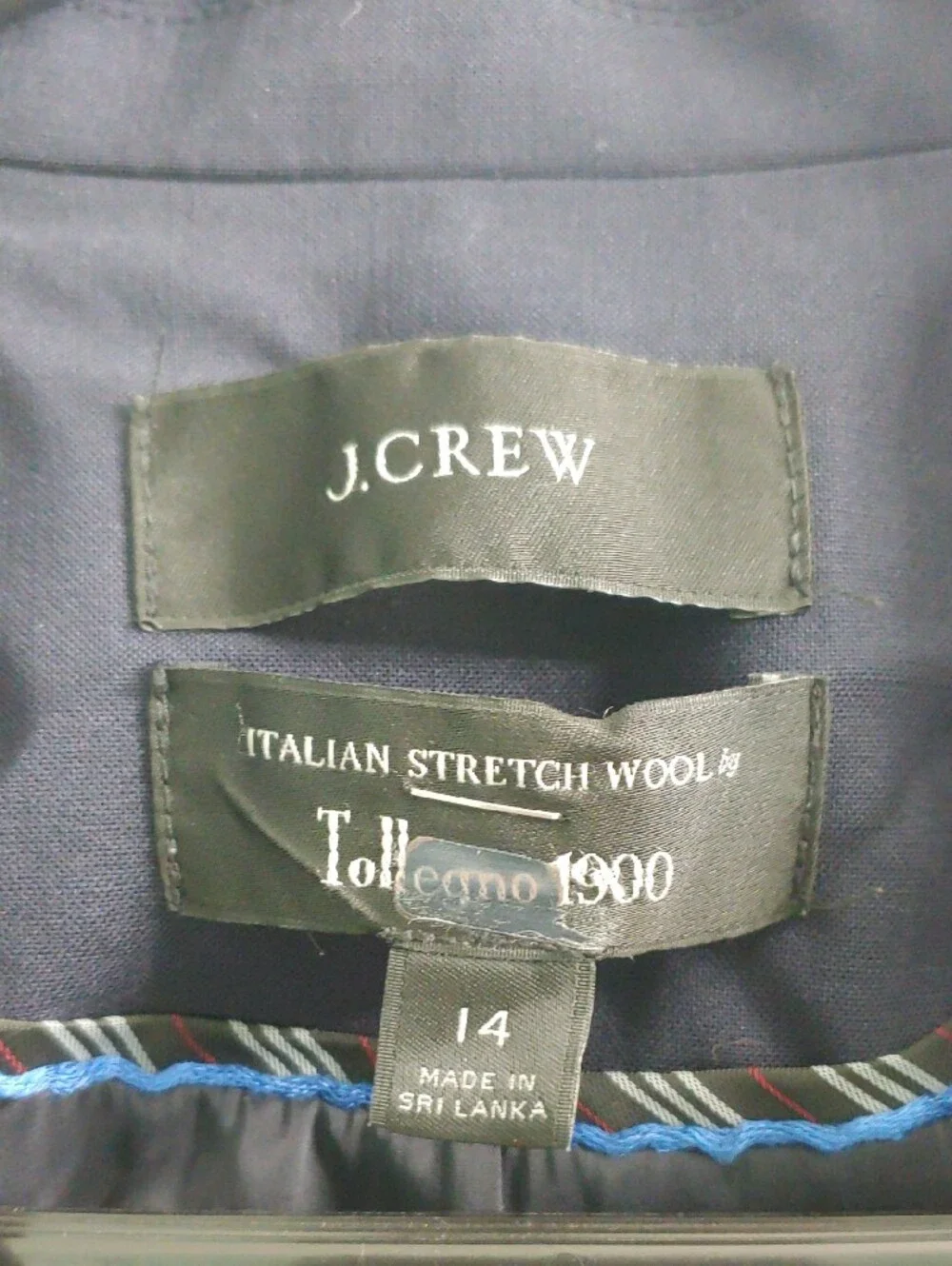 J. Crew Tollegno Wool Blazer Women's Navy Single-Button Sport Coat Size 14